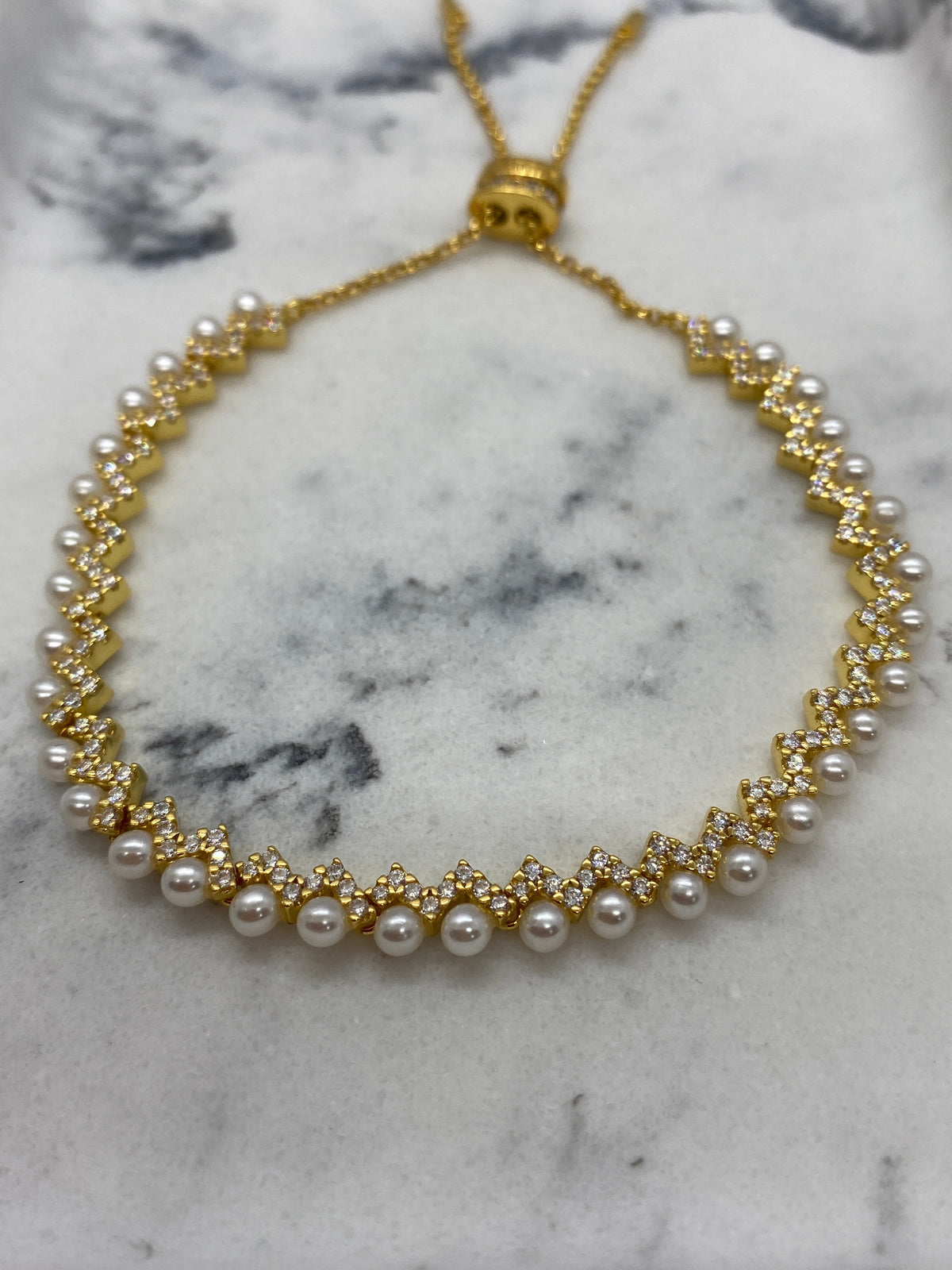 APM Monaco Rhinestone Pearl Trim Bracelet - Pre owned