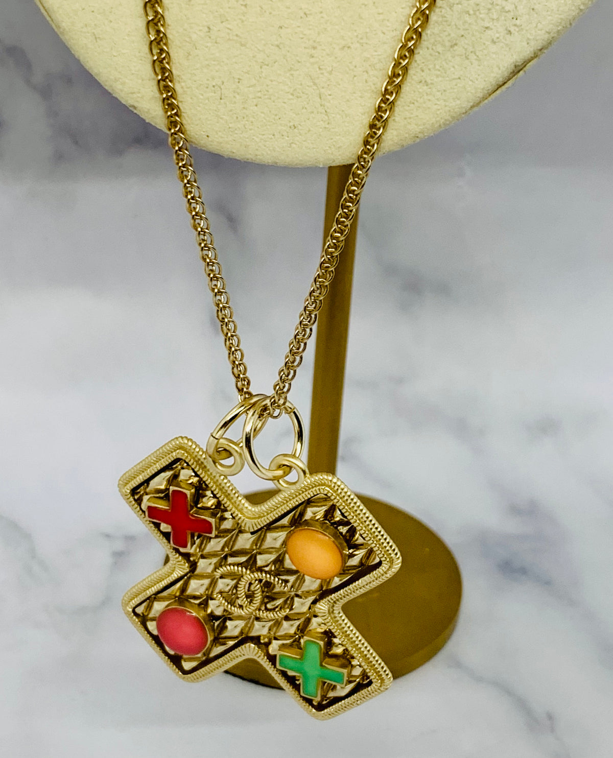 CHANEL CC 2017 Cross Pendant Statement Necklace - USED