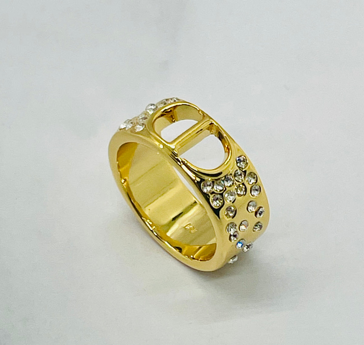 CHRISTIAN DIOR CD Rhinestone Ring , Size 7 - Preowned