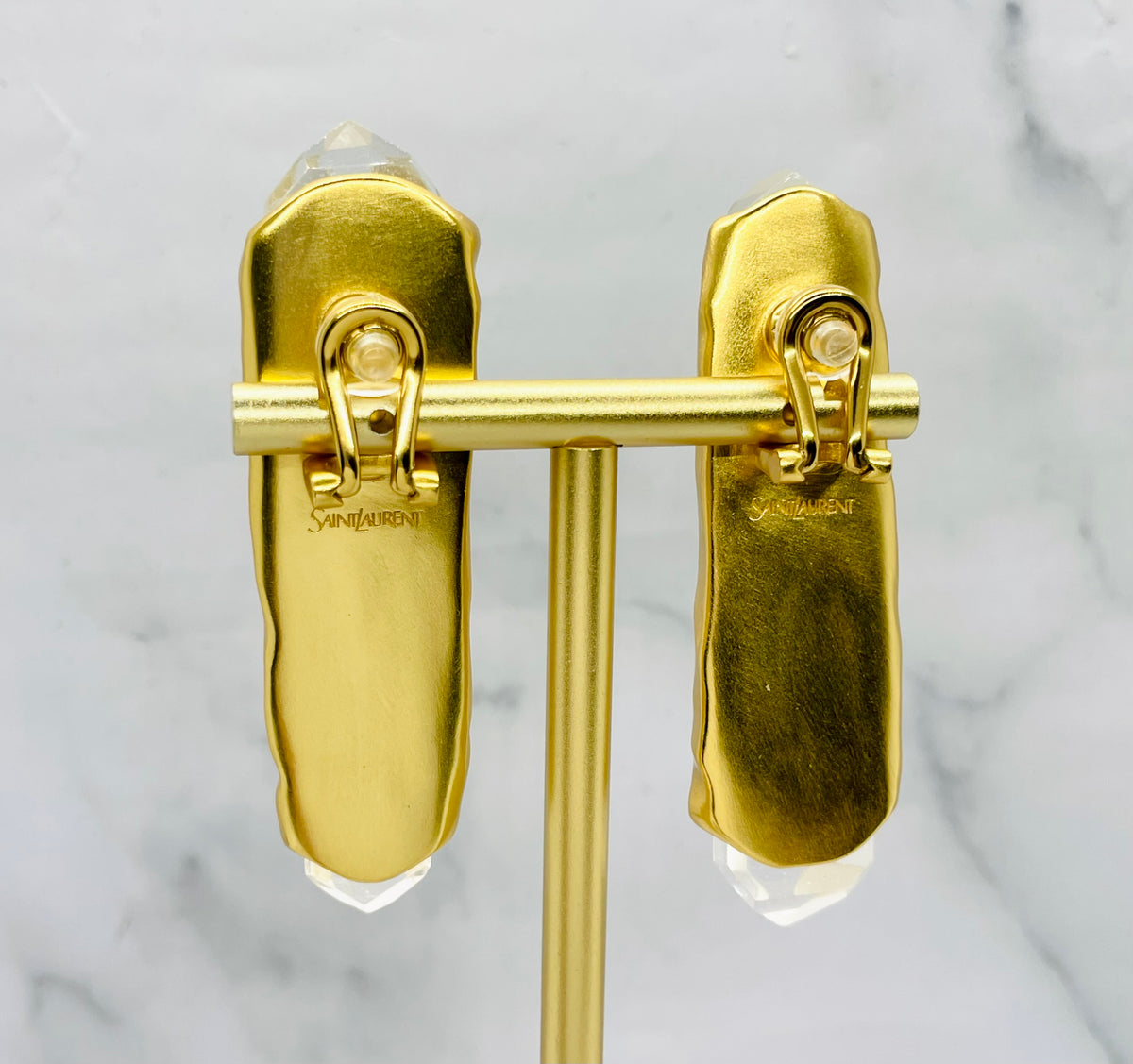 YSL YVES SAINT LAURENT Crystal Shard Clip On Earrings - Pre owned