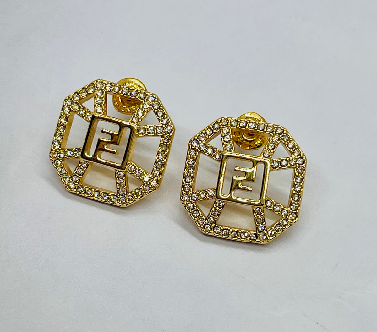 FENDI FF Rhinestone Earrings - Pre owned