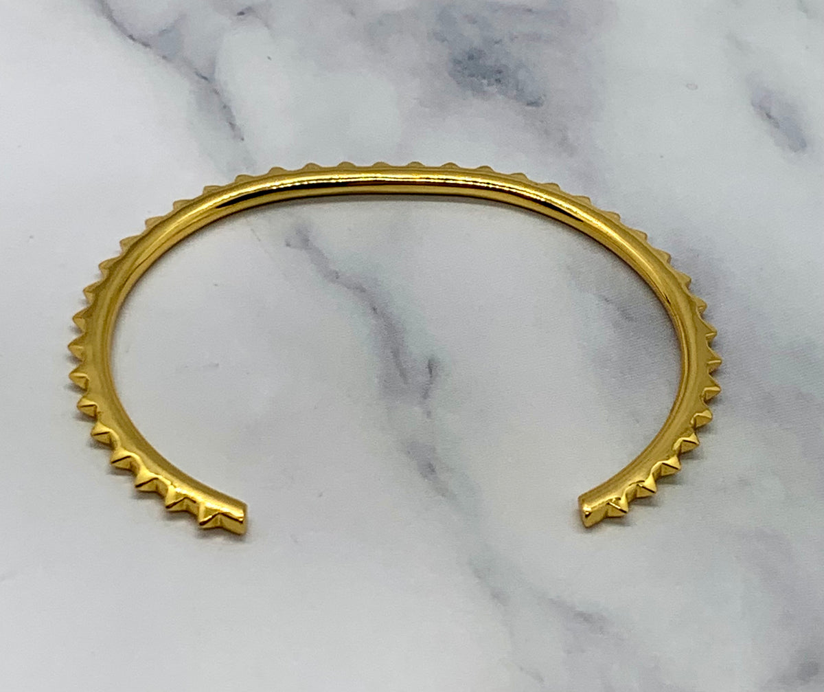 CELINE Gold Tone Spike Cuff Bangle Bracelet - Pre owned