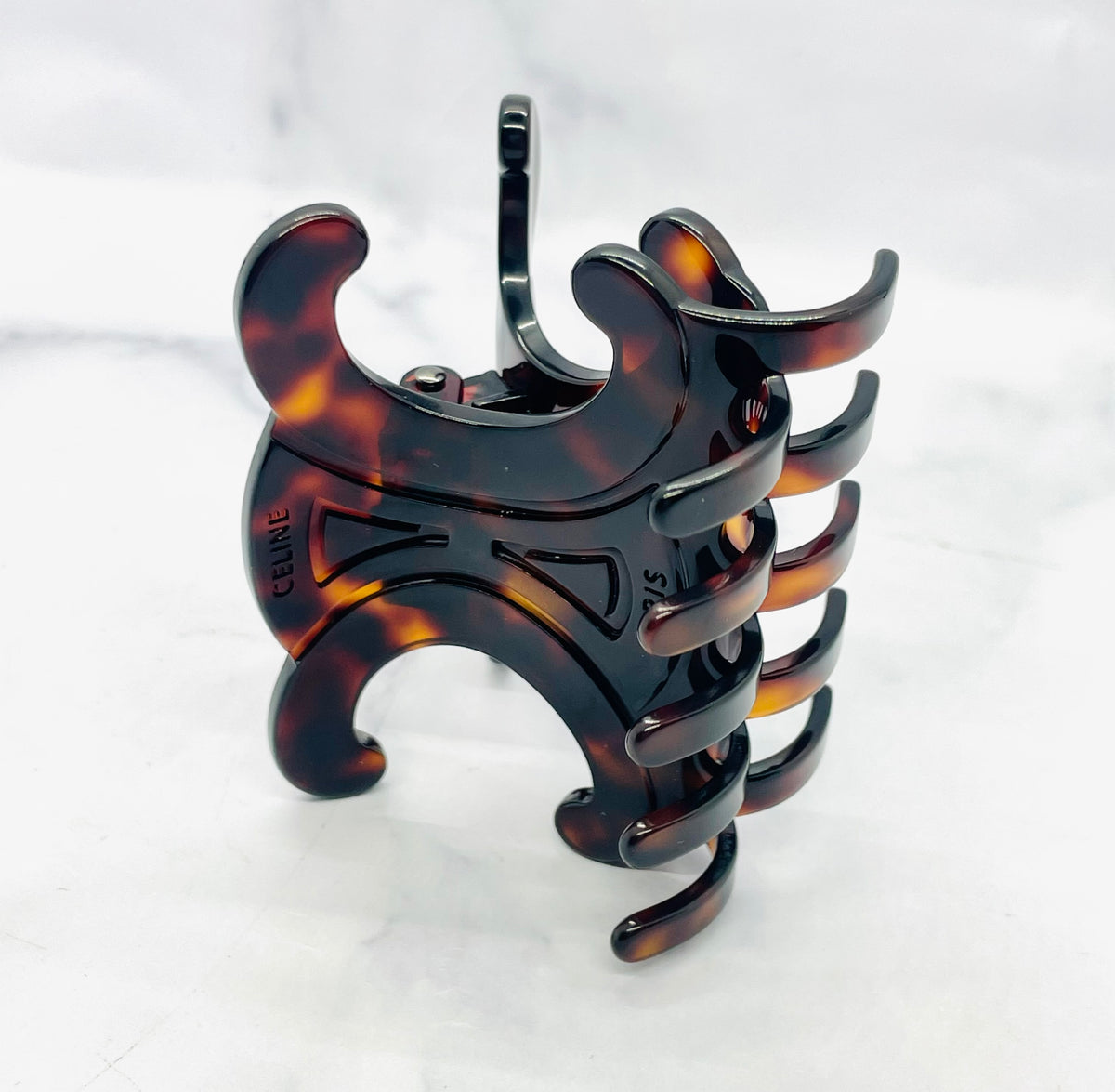 CELINE Tortoise Monogram Hair Clip - Pre owned