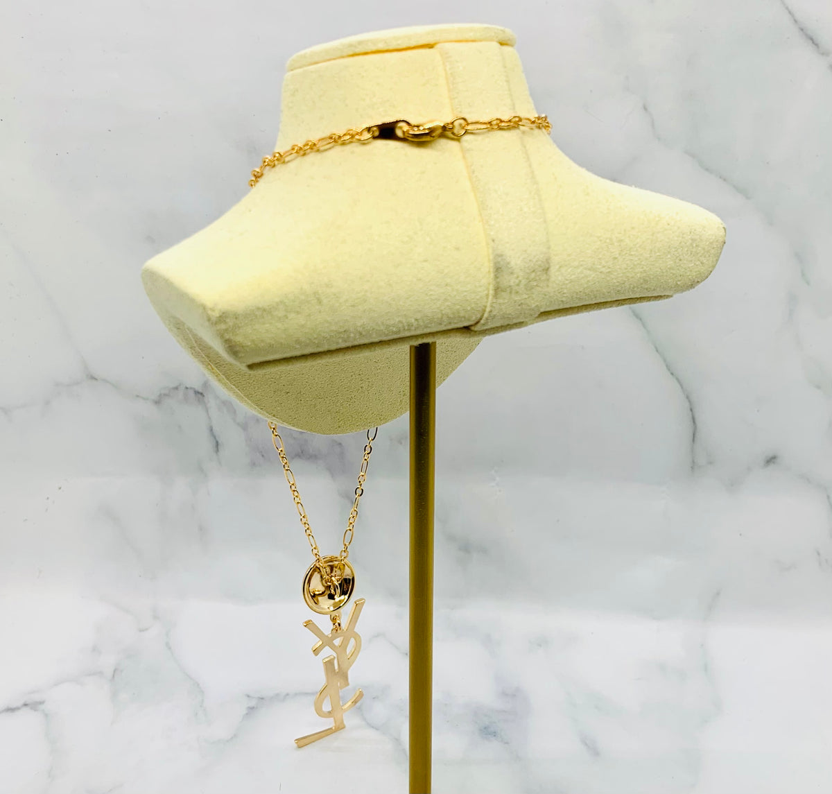 YSL YVES SAINT LAURENT Vintage Monogram Necklace - USED