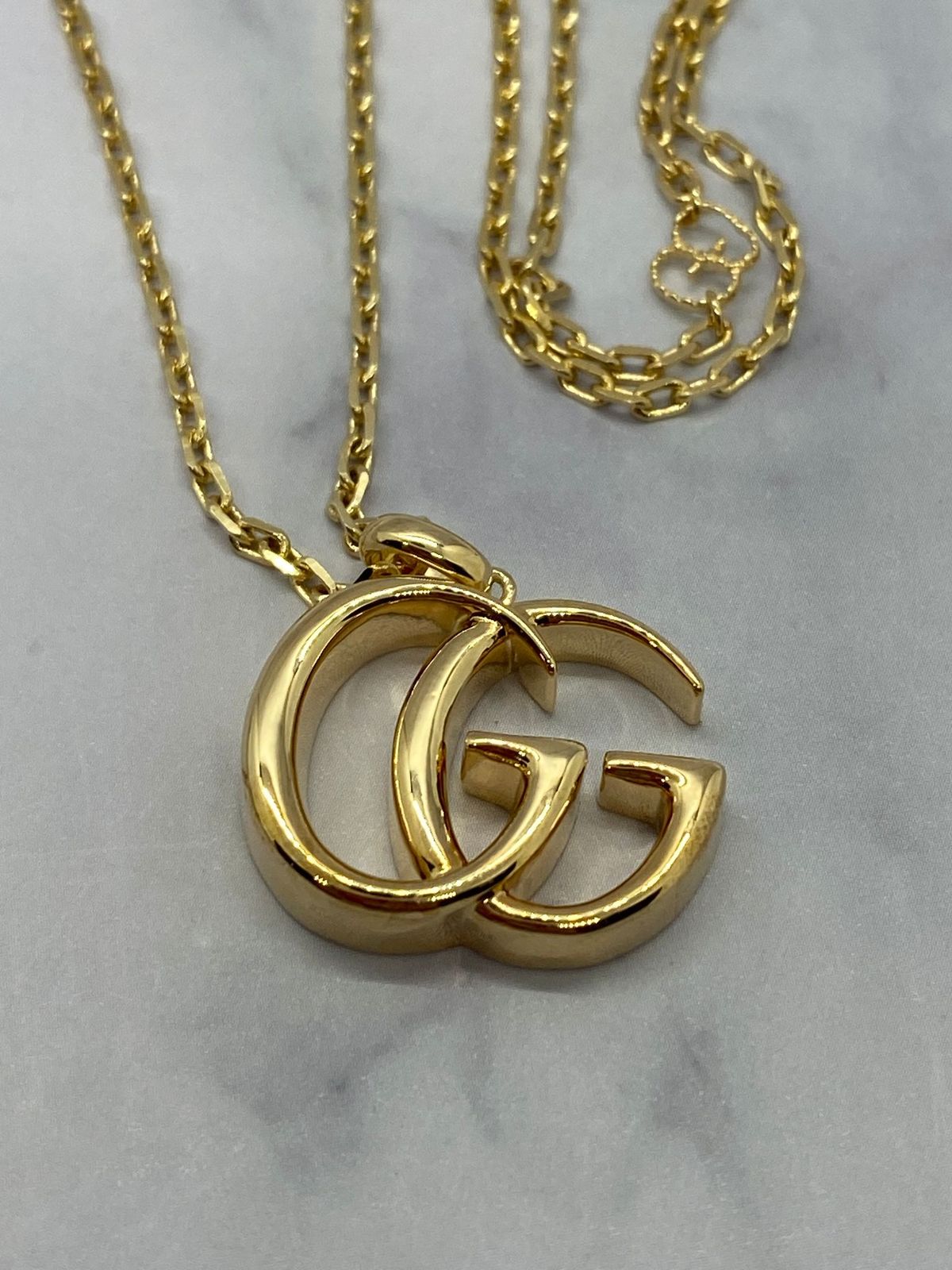GUCCI GG Gold Tone Monogram Chain Necklace - Pre owned