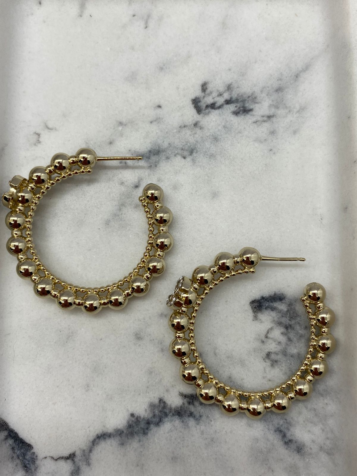 CHANEL CC Gold Tone Hoop Earrings - Pre owned
