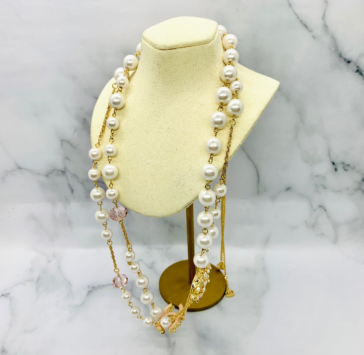 CHANEL CC Pearl Layer Statement Necklace - USED