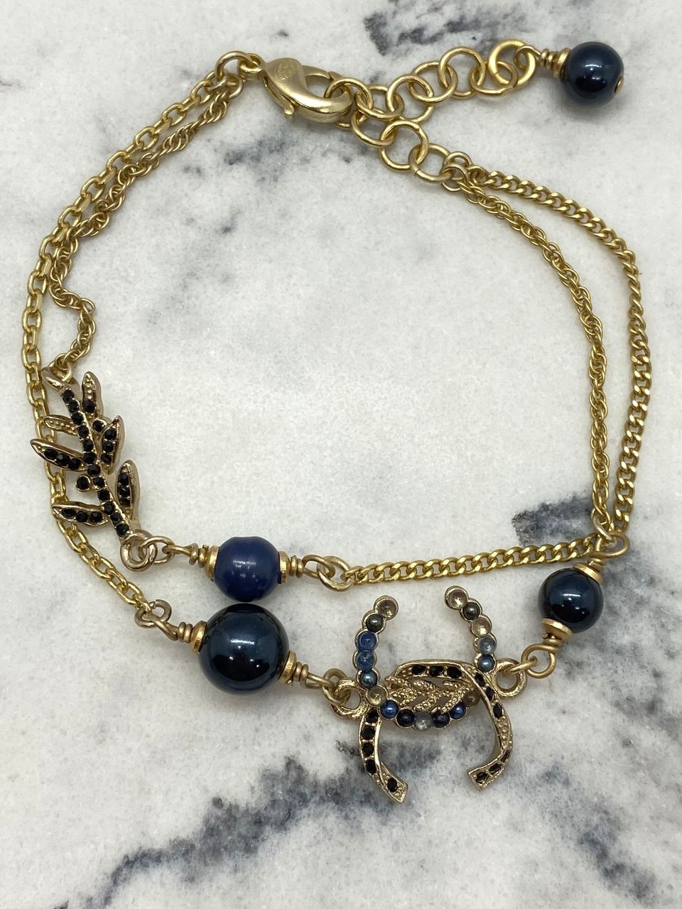 CHANEL CC Blue Pearled Bracelet - USED