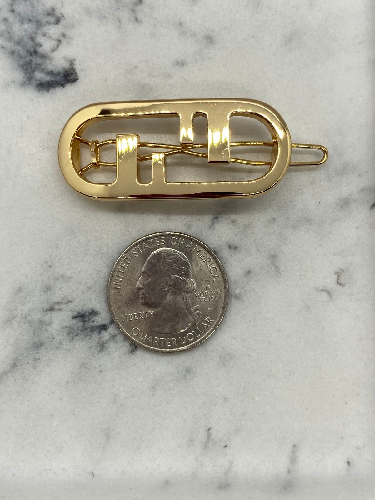 FENDI F Gold Tone Hair Clip Barrette - Pre owned