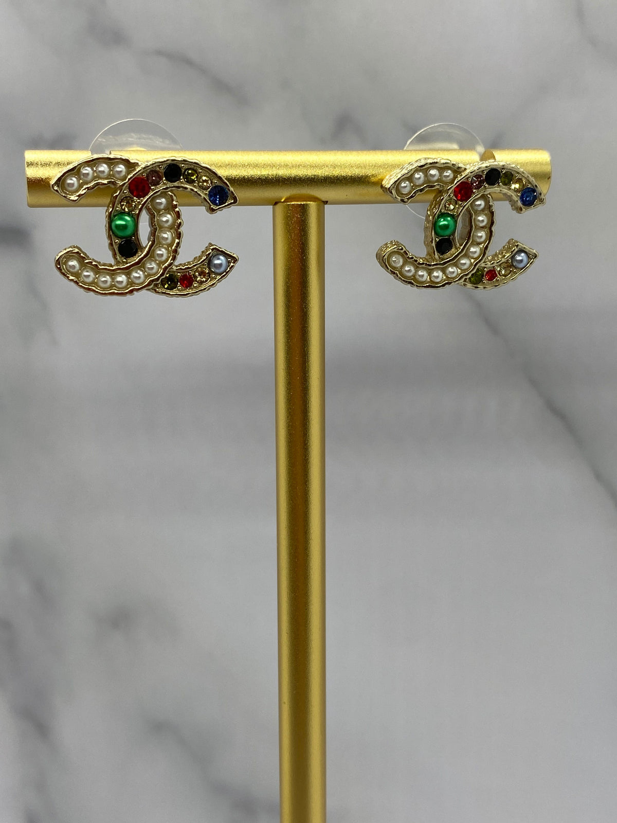 CHANEL CC Multicolor Rhinestone Earrings - pre owned