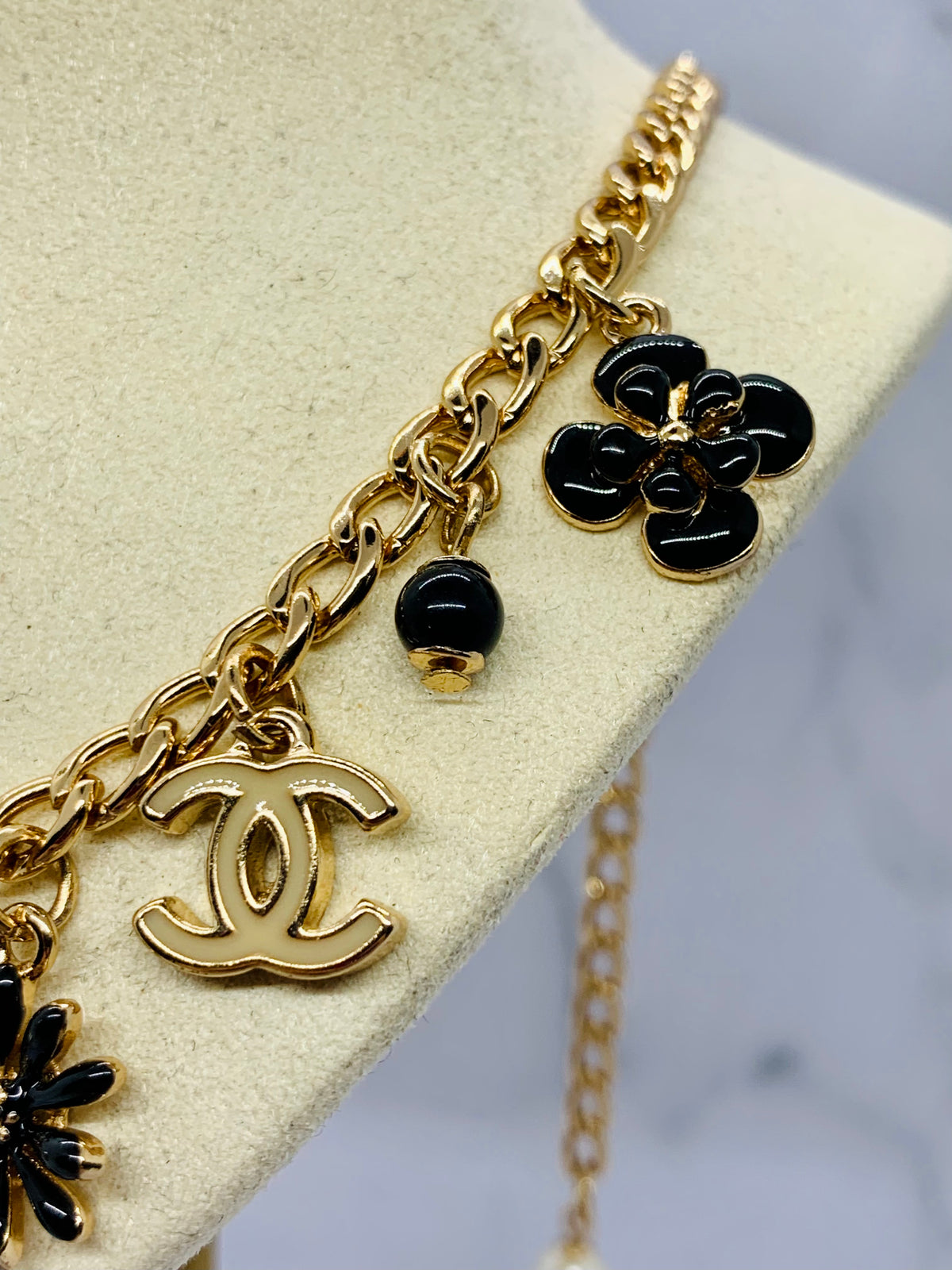 CHANEL CC 2010 Camelia Charm Necklace - USED