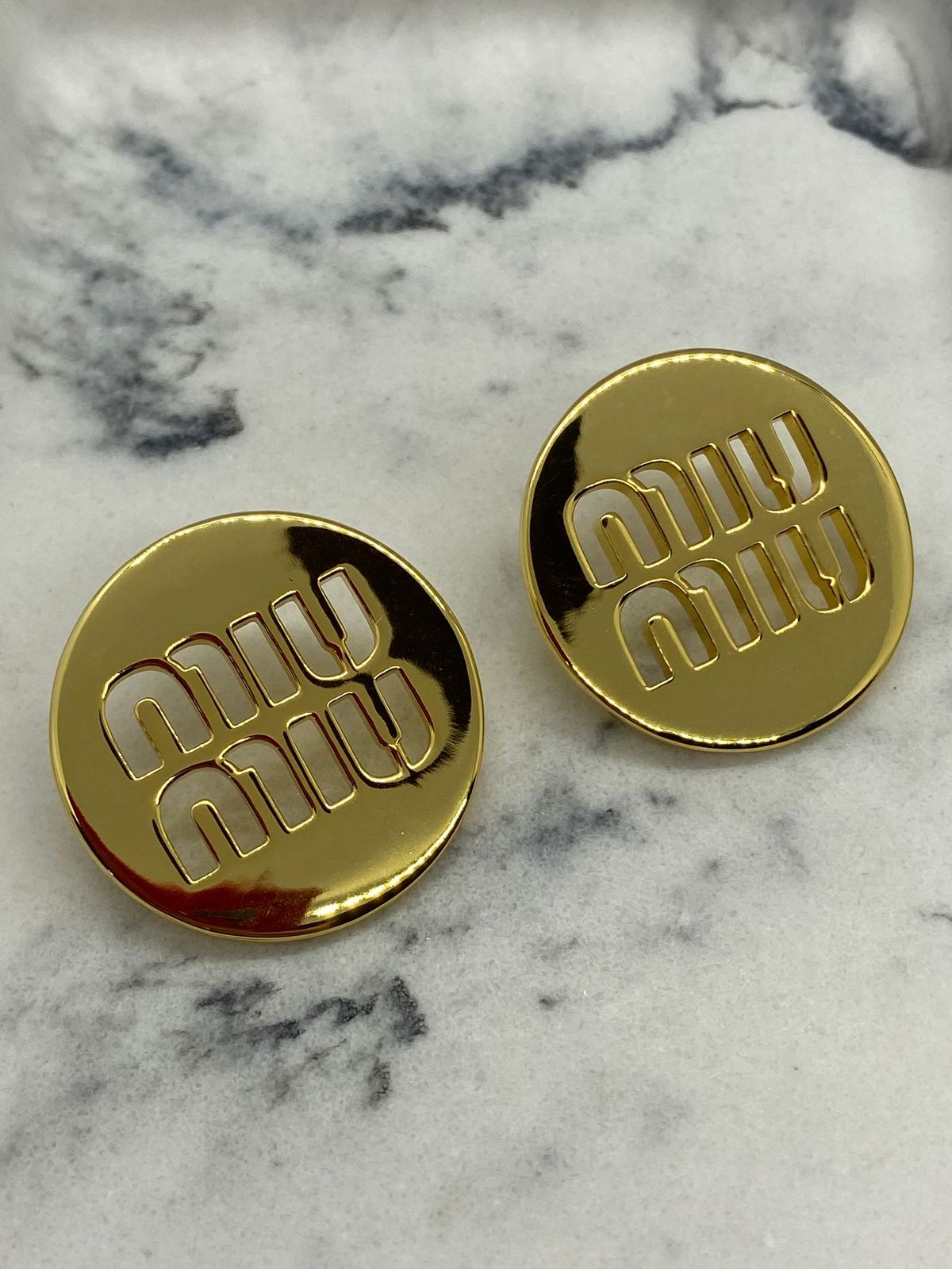 MIU MIU Gold Disc Earrings - Pre owned