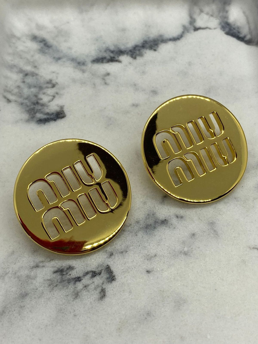 MIU MIU Gold Disc Earrings - Pre owned