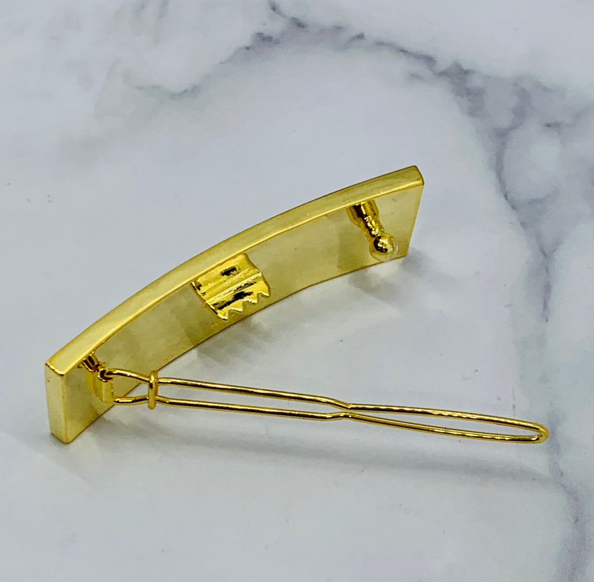 CHRISTIAN DIOR Monogram Gold & White Hair Clip Barrette - Preowned