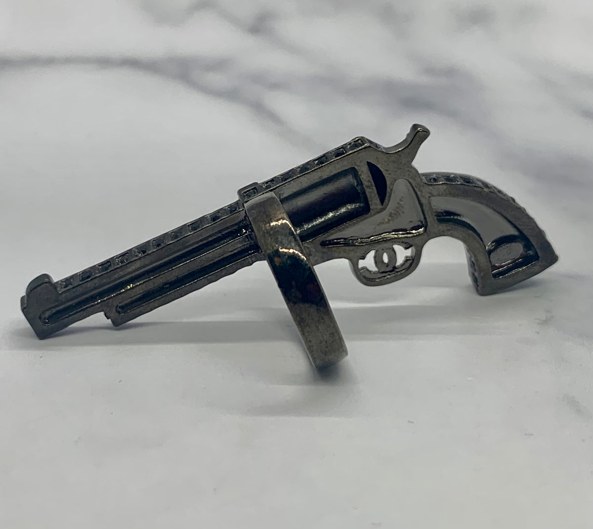 CHANEL CC Gun Shaped Ring Size M 7 - Pre owned