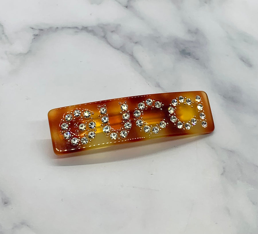 GUCCI Tortoise Rhinestone Barrette Hair Clip - Pre owned