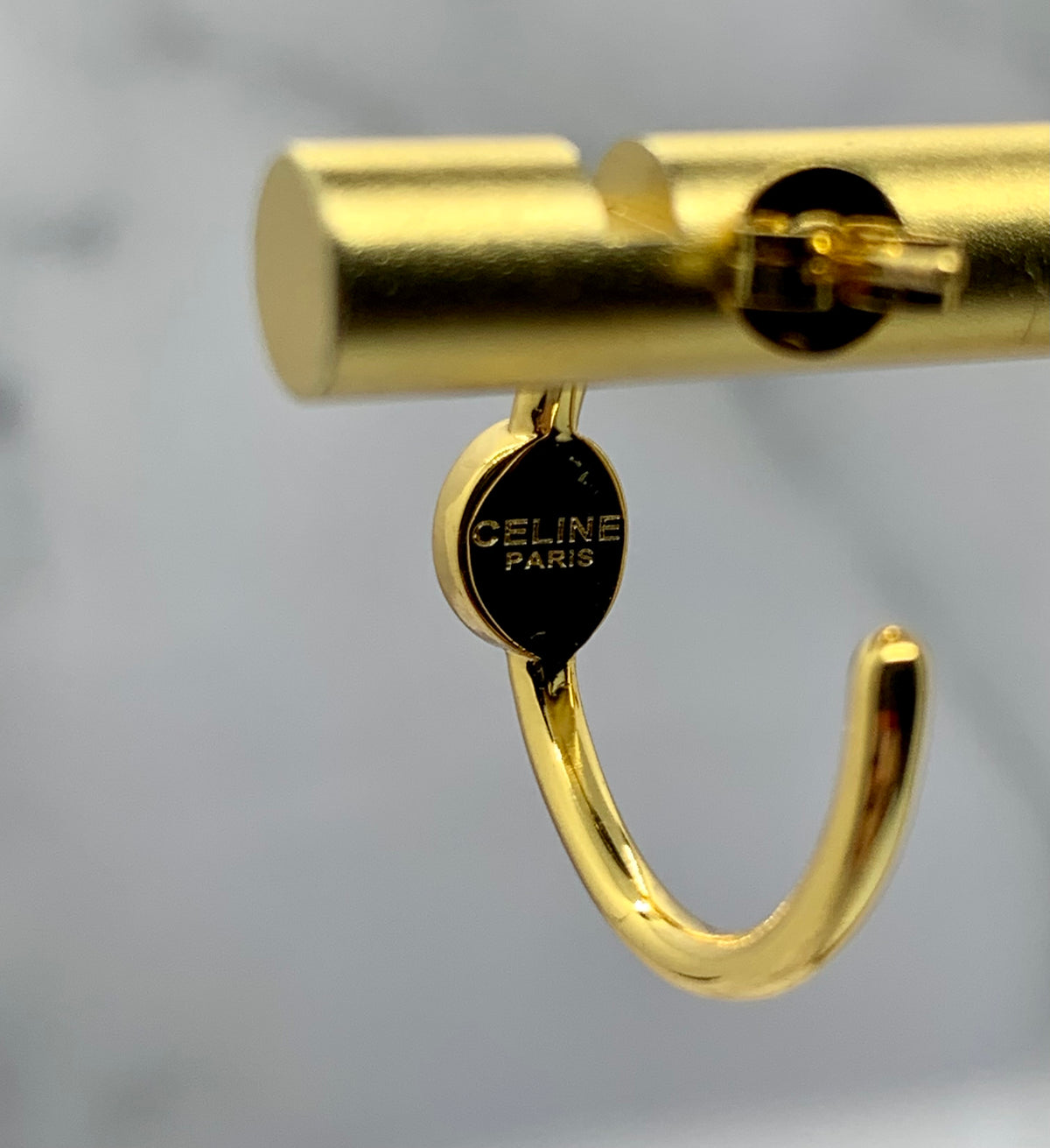 CELINE Monogram Stone Hoop Earrings - Pre owned