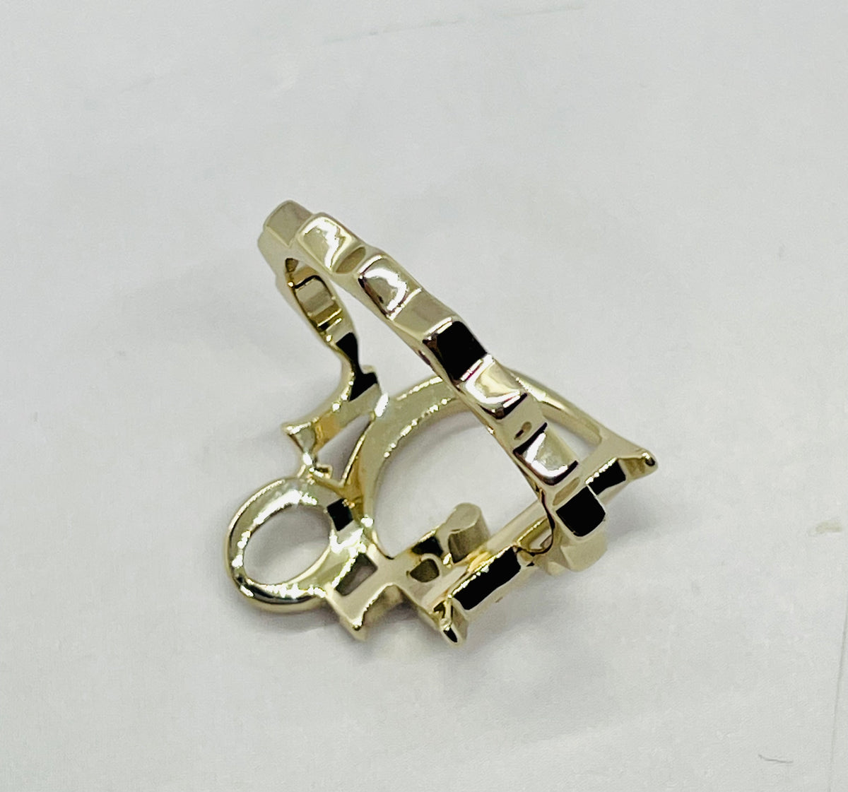 CHRISTIAN DIOR Rhinestone Monogram Ring Size 6 - Pre owned