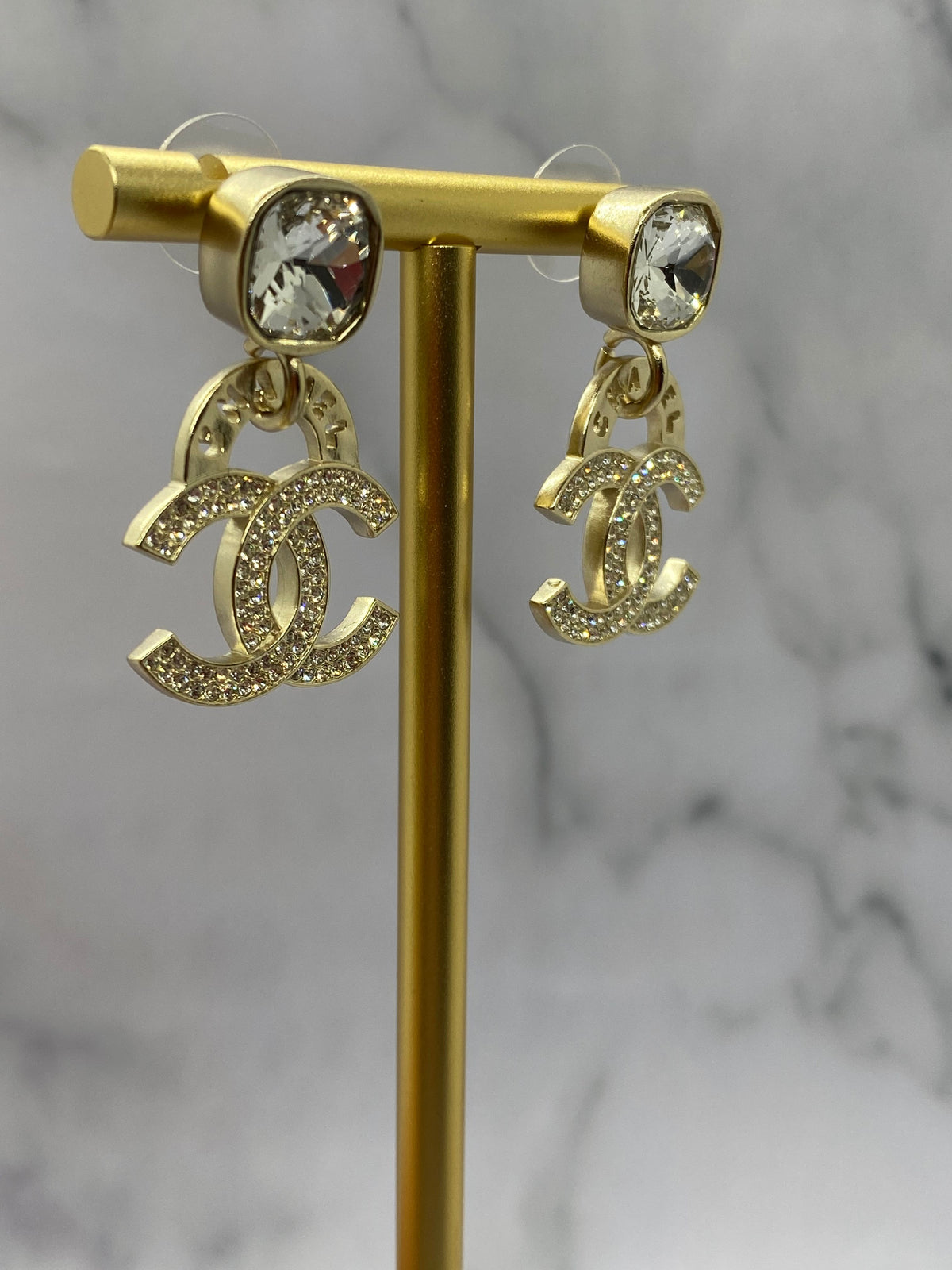 CHANEL CC Statement Rhinestone Earrings - USED