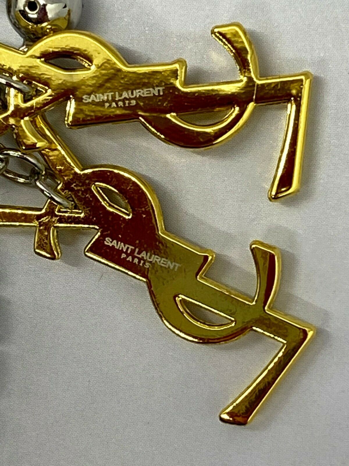 YSL Yves Saint Laurent Gold Tone Rhinestone Pendant Earrings - Pre owned