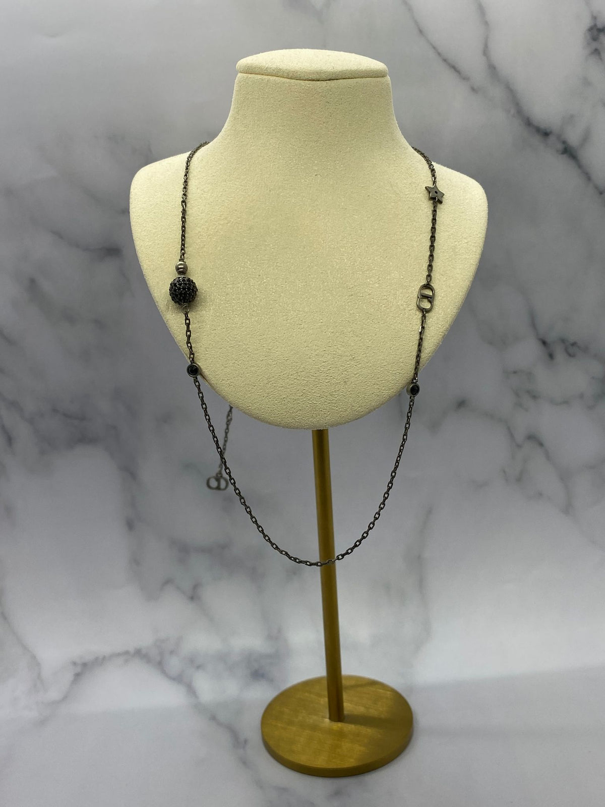 CHRISTIAN DIOR CD Black Chain Necklace - Pre owned