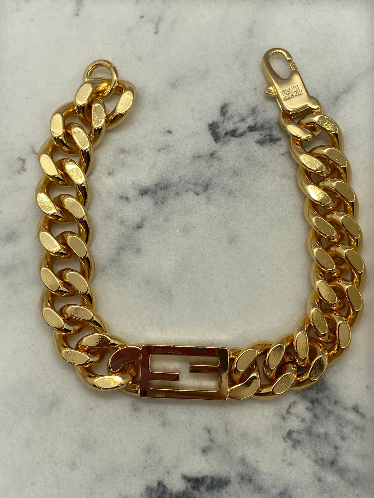 FENDI FF Gold Tone Chain Bracelet - Pre owned
