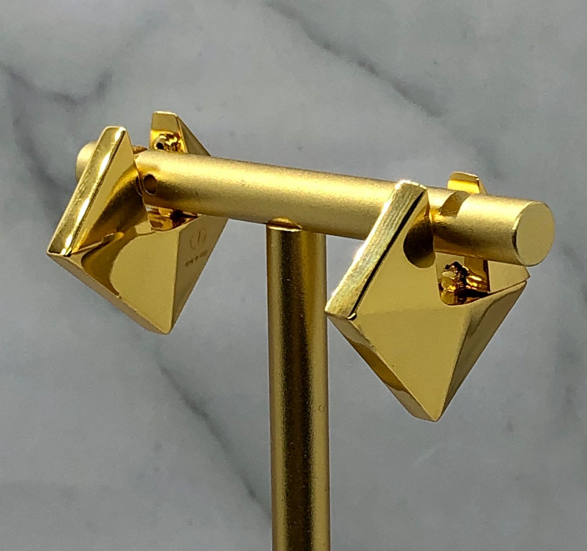 VALENTINO Gold Tone Huggie Hoop Earrings - Pre owned