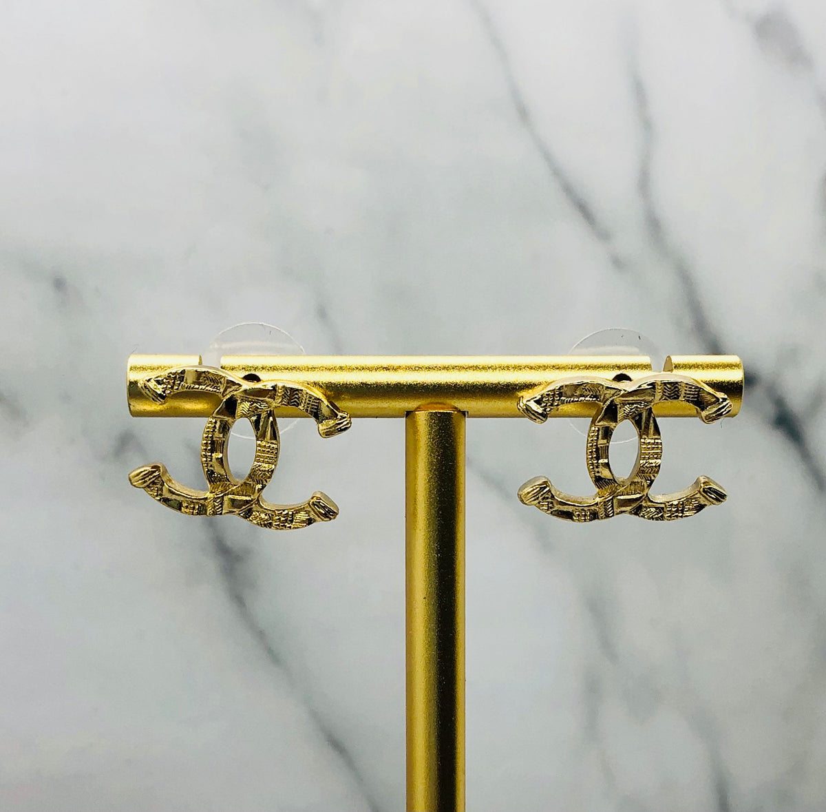 CHANEL CC Gold Tone Earrings - Pre owned