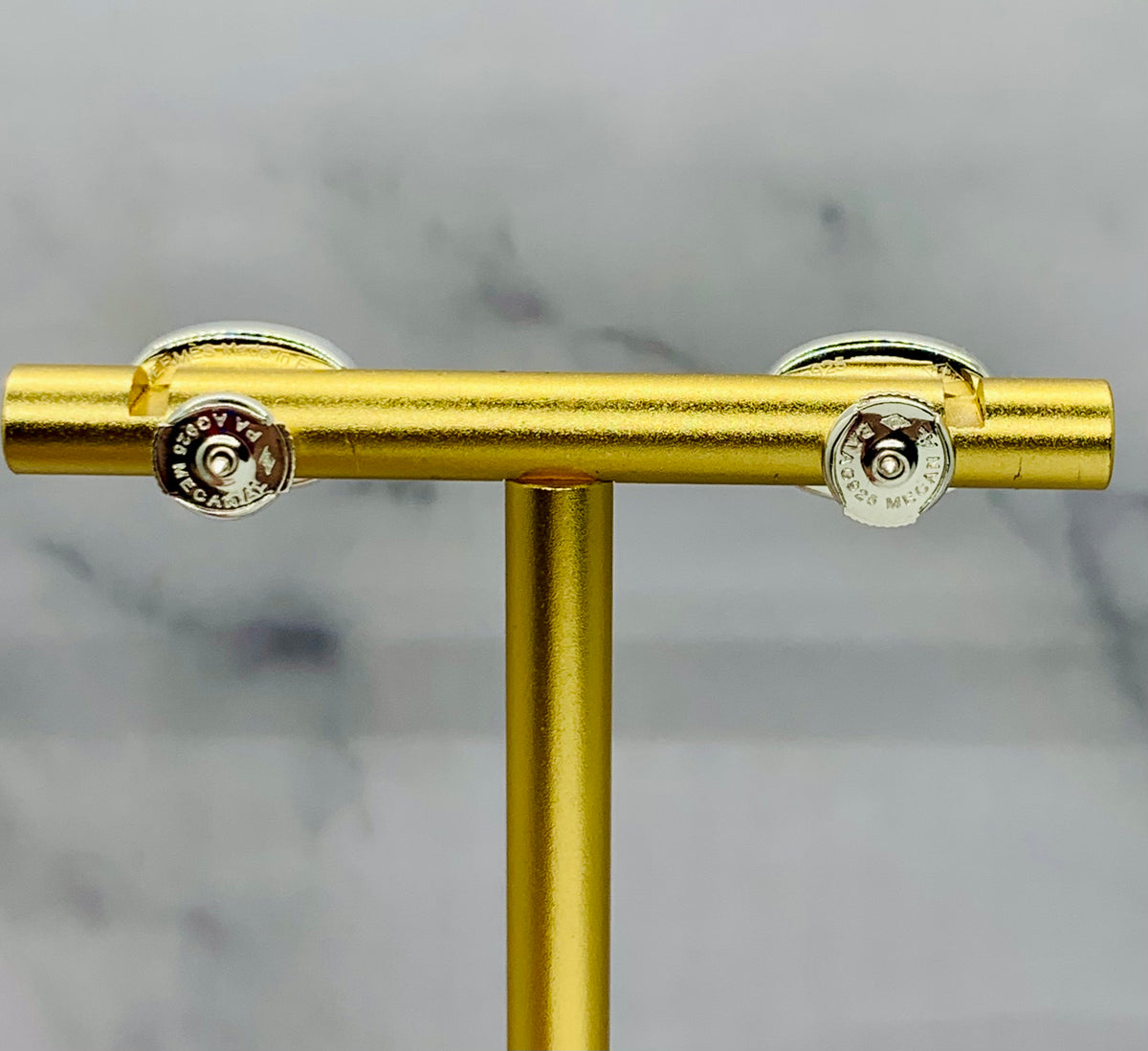 HERMES Monogram Silver Tone Earrings - Pre owned