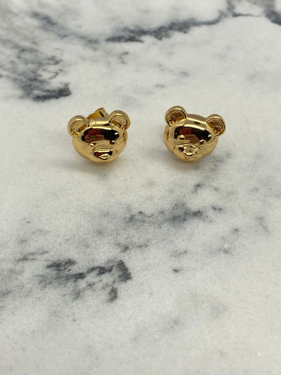 MOSCHINO Gold Tone Bear Stud Earrings - Pre owned