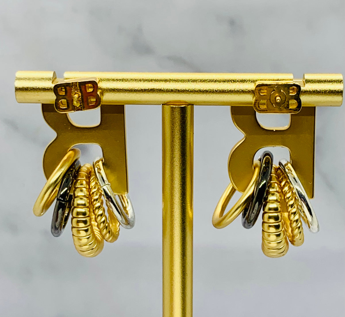 BALENCIAGA BB Hoop Earrings - Pre owned