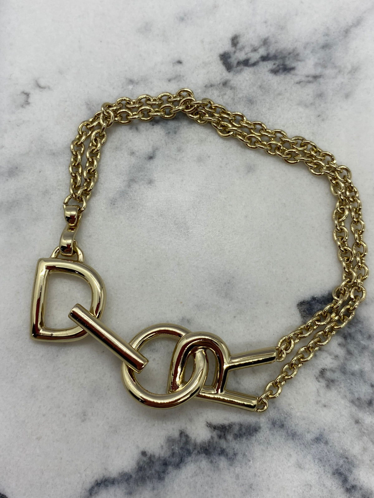 CHRISTIAN DIOR Silver Tone Logo Bracelet - Pre owned