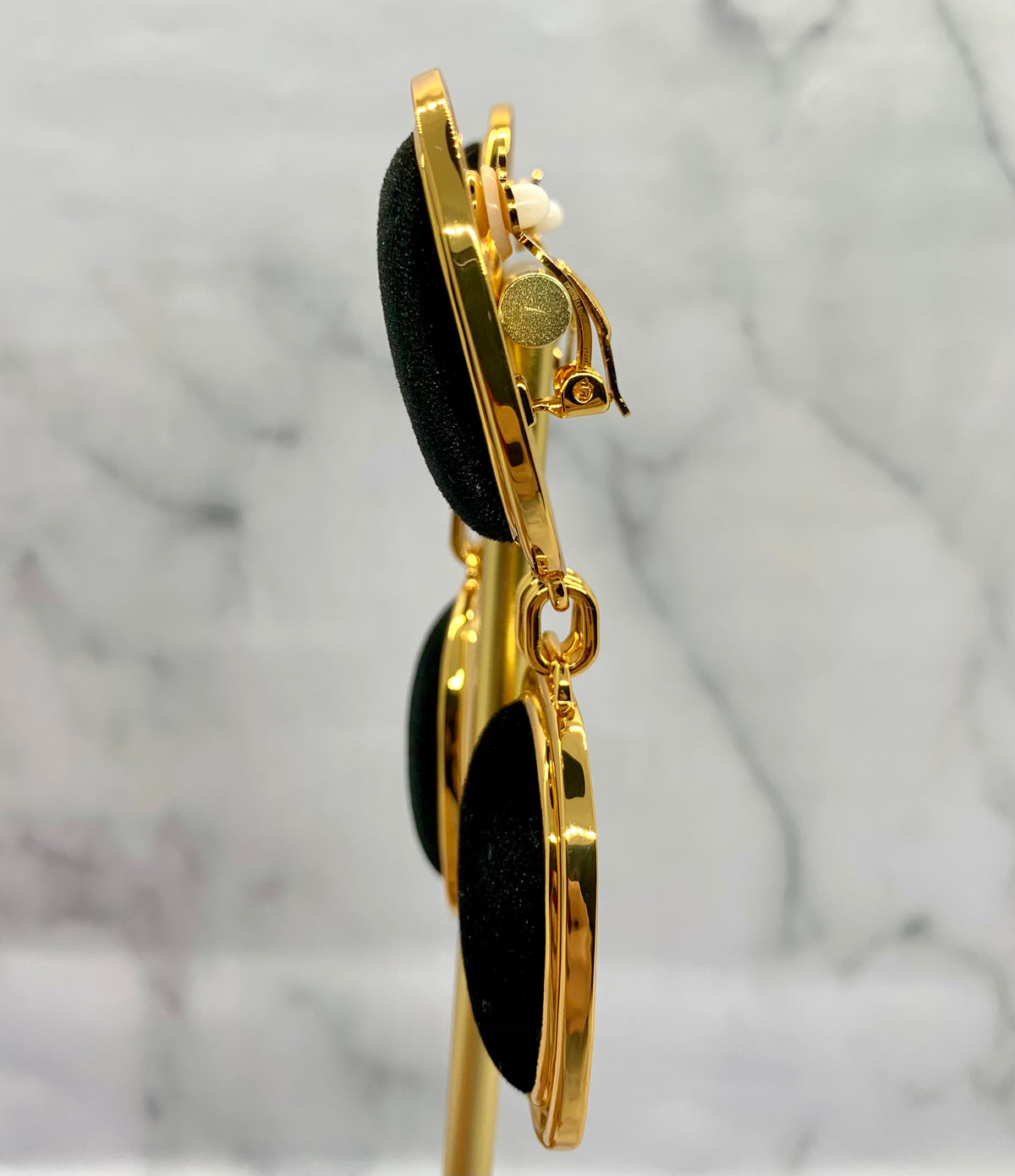 YSL YVES SAINT LAURENT Black Velvet ClipOn Earrings - Preowned