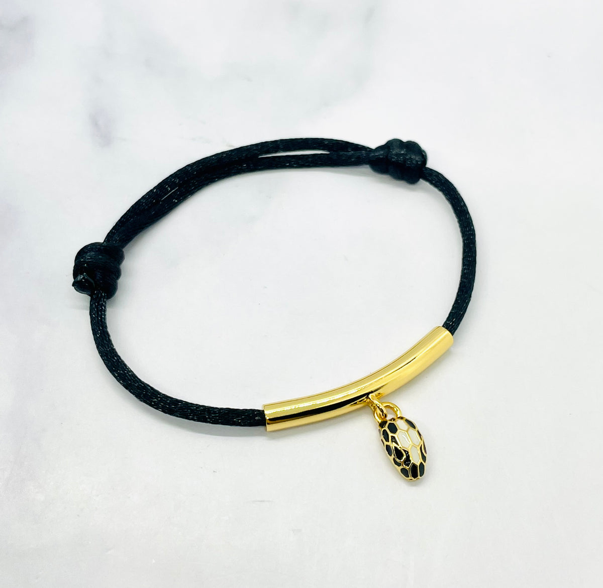 BULGARI Serpenti Charm Black Rope Bracelet - Pre owned