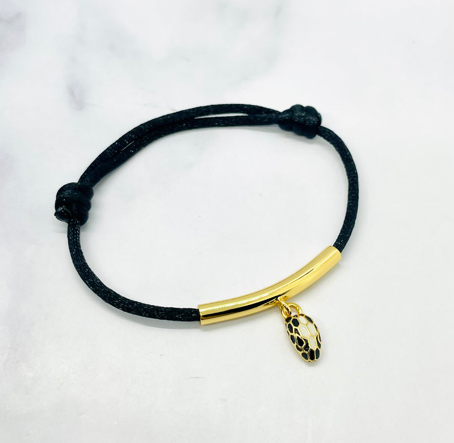 BULGARI Serpenti Charm Black Rope Bracelet - Pre owned