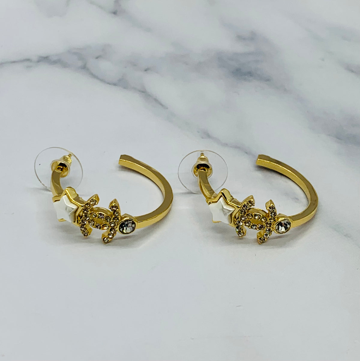 CHANEL CC Star Hoop Earrings - Pre owned