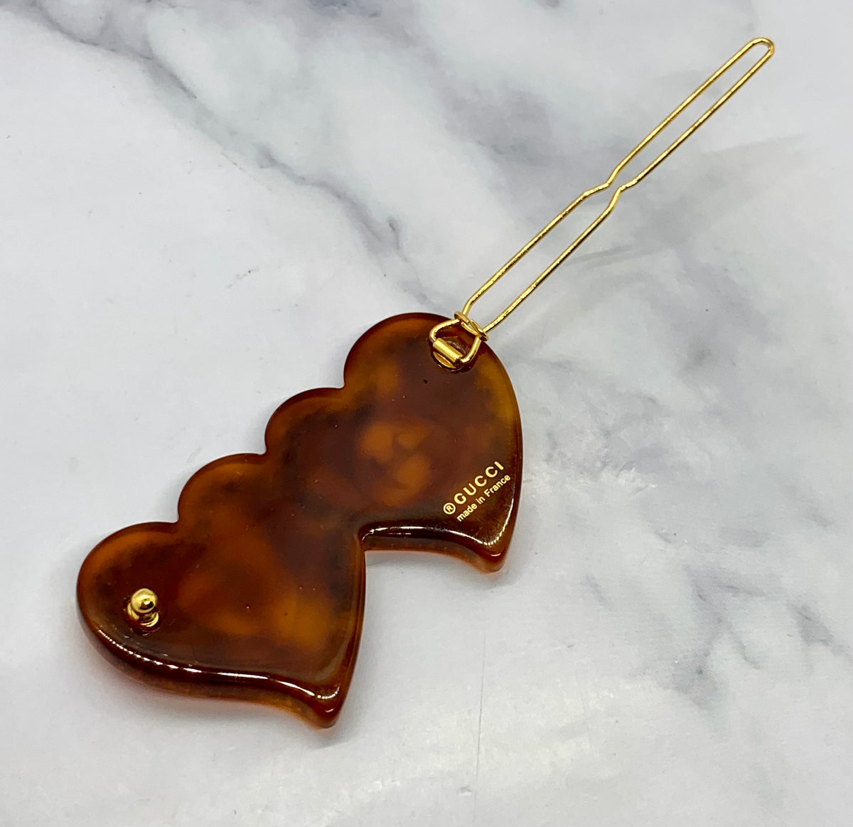 GUCCI 2 Heart Rhinestone Hair Clip - Pre owned