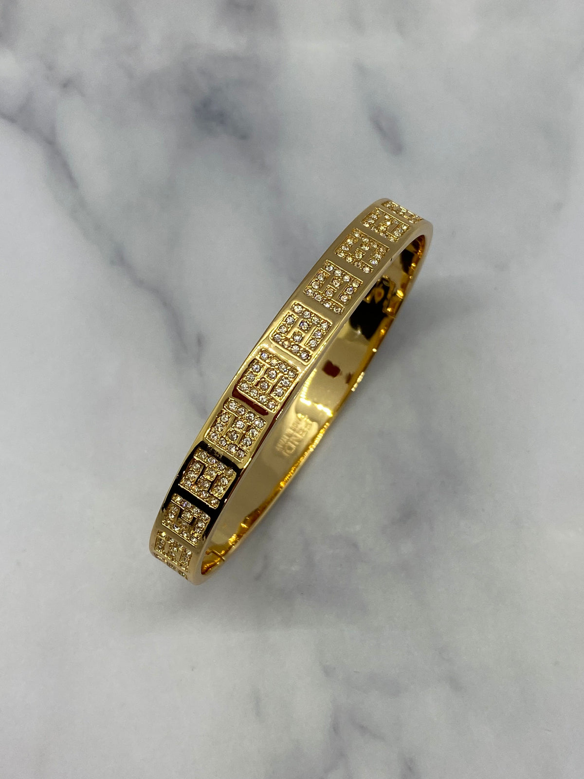 FENDI F Gold Tone Rhinestone Bracelet - Pre owned