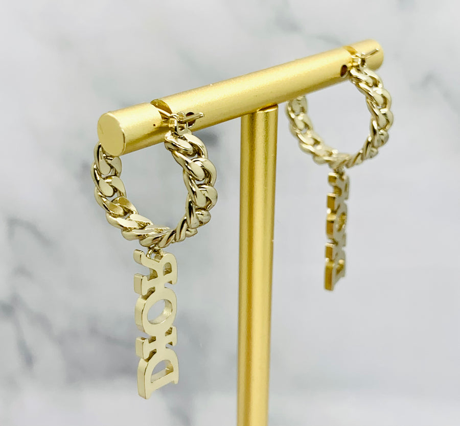 CHRISTIAN DIOR Silver Hoop Earrings - Pre owned