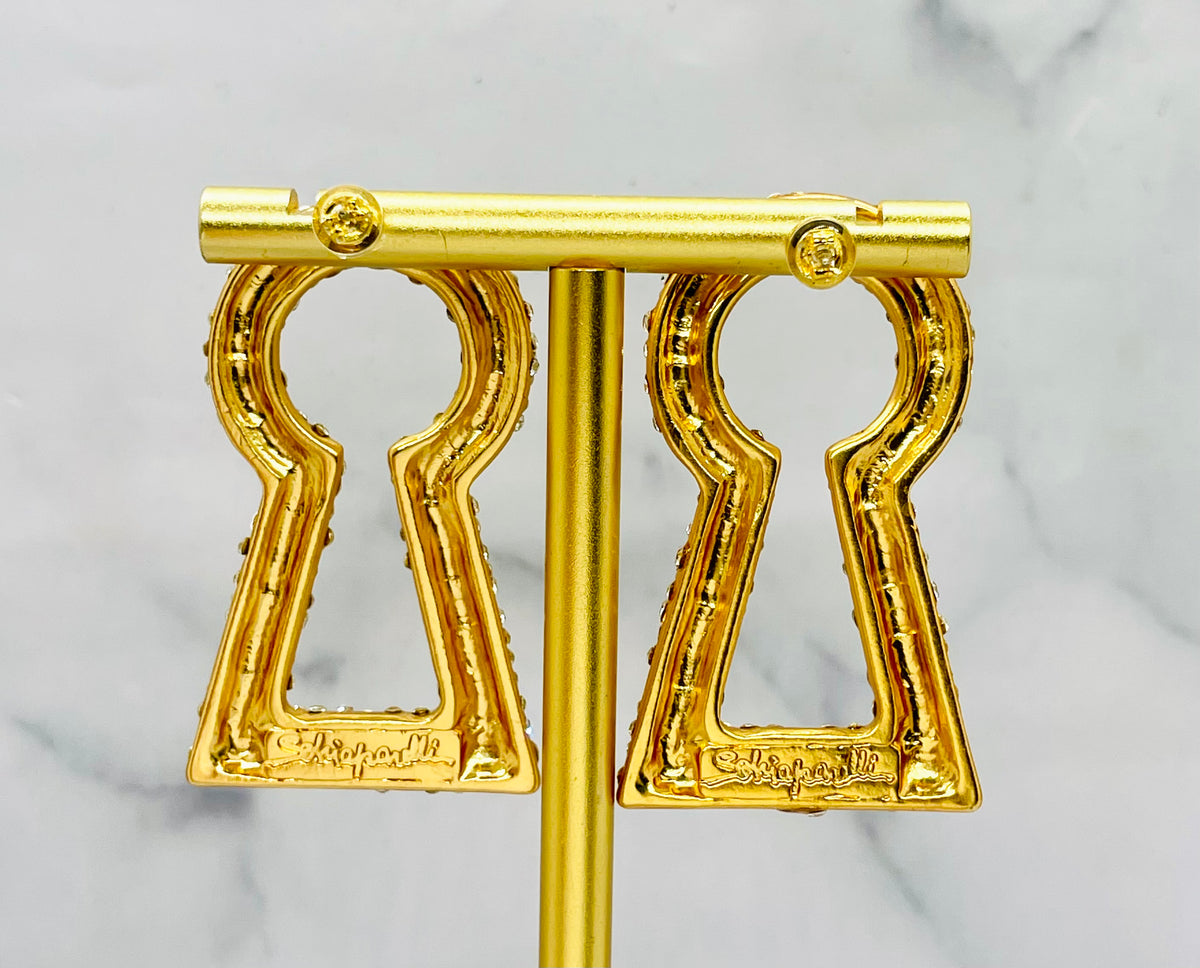 SCHIAPARELLI Rhinestone Keyhole Statement Earrings - Pre owned