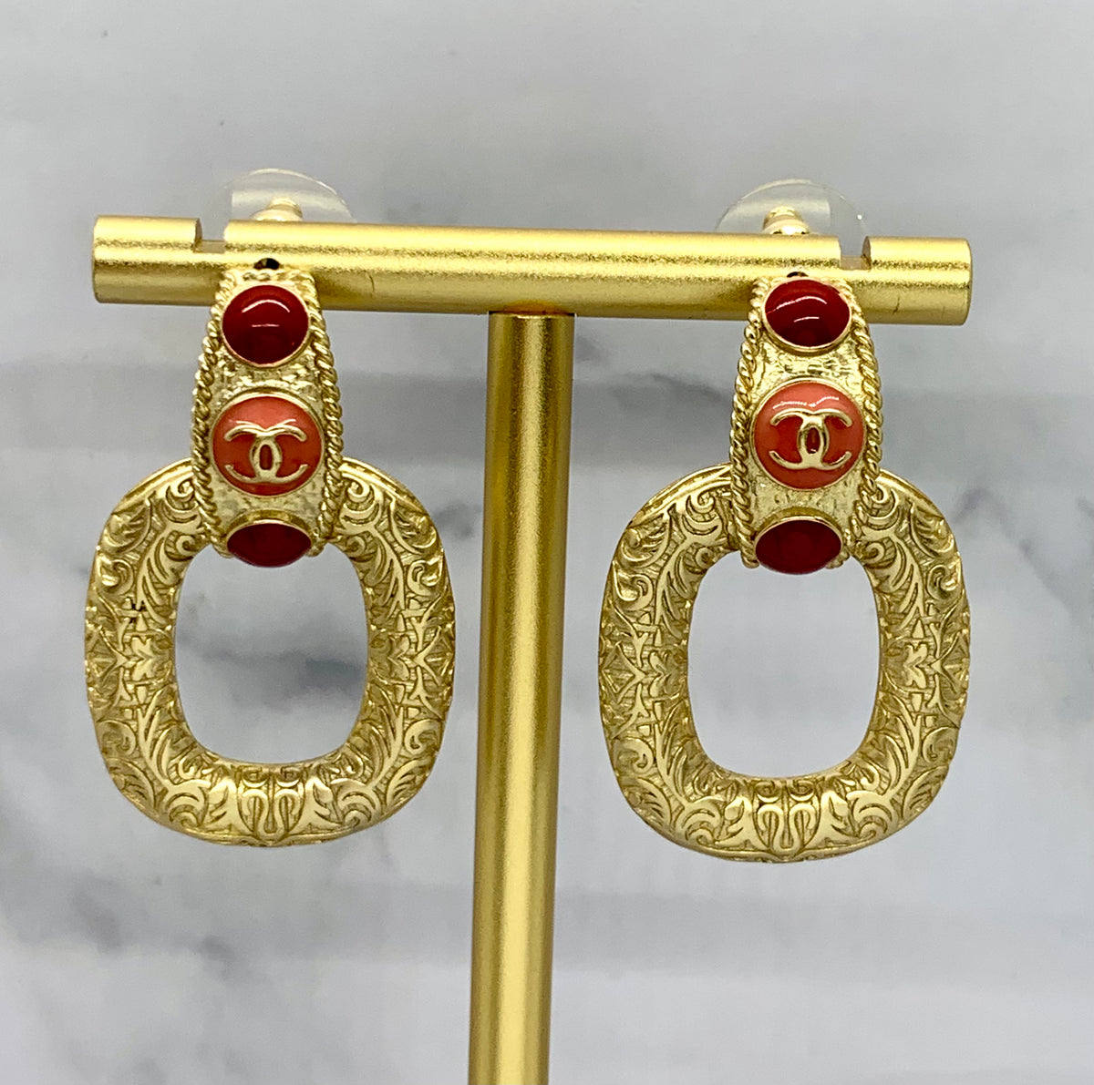 CHANEL CC Vintage Door Knocker Earrings - USED