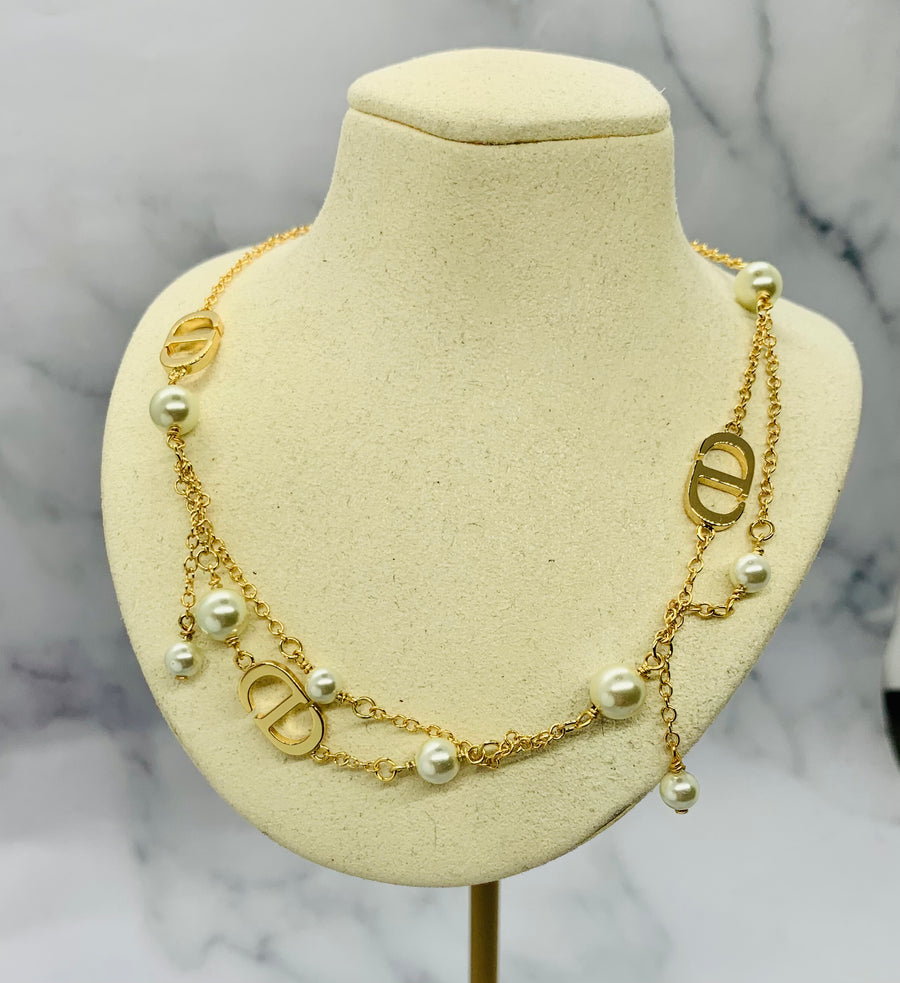 CHRISTIAN DIOR CD Pearl Statement Necklace - Pre owned