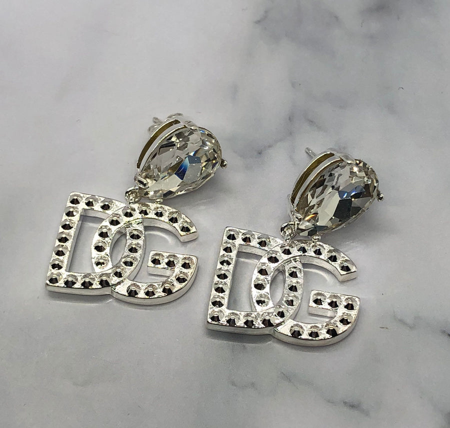 DOLCE & GABBANA D&G Silver Tone Rhinestone Earrings - Pre owned