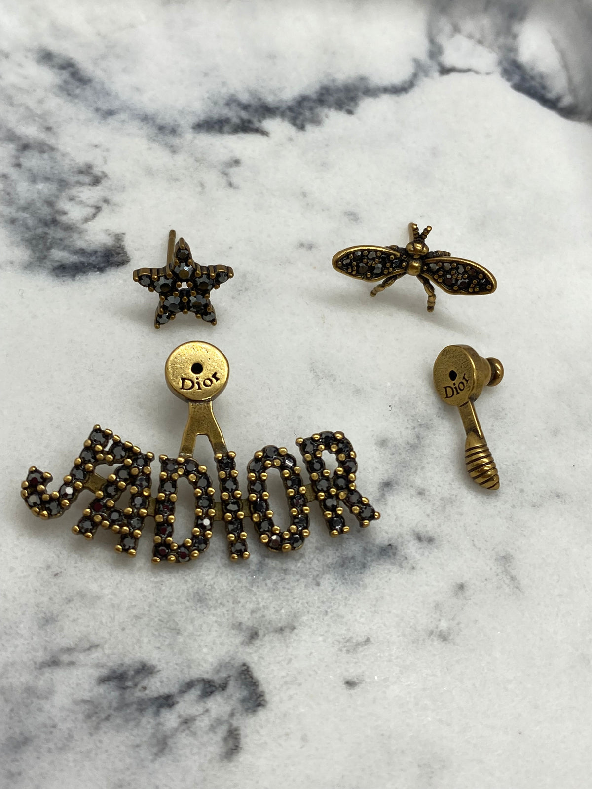 Christian Dior J'Adior Fly Dark Rhinestone Earrings - Pre owned
