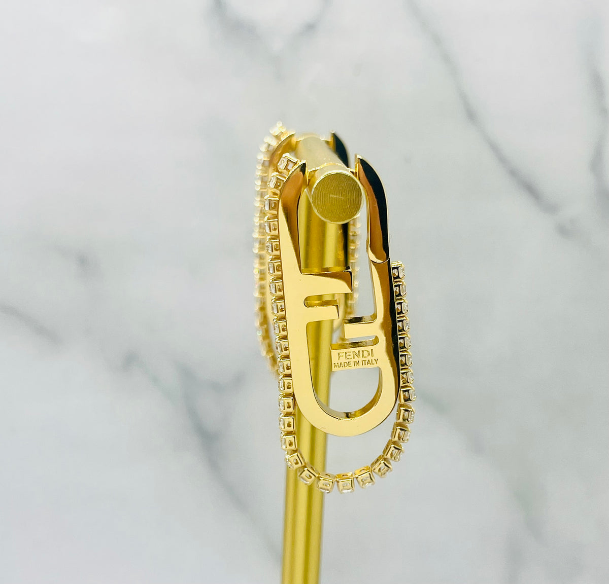 FENDI FF Rhinestone Monogram Earrings - Pre owned