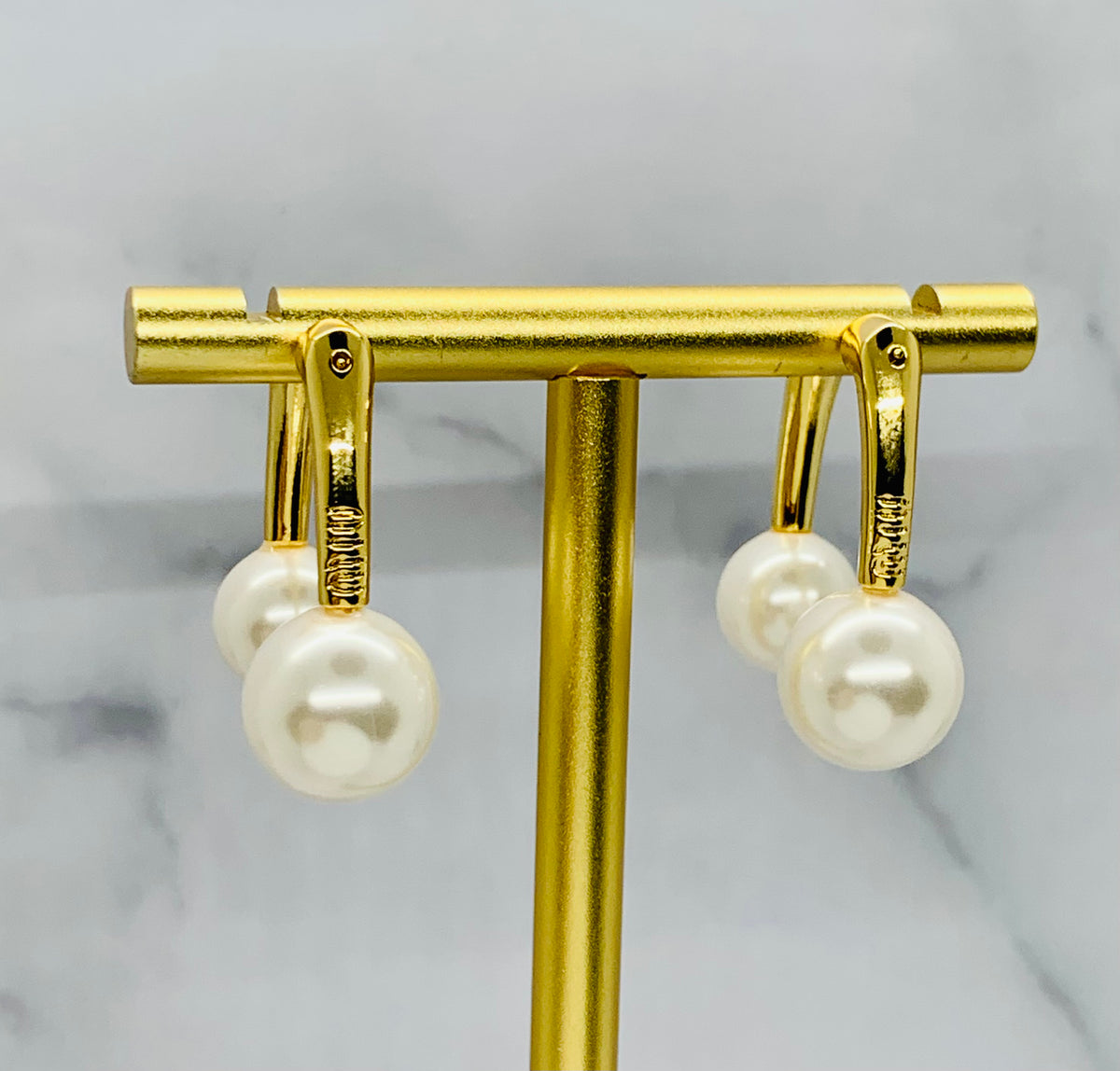 MIU MIU Double Pearl Pendant Earrings - Pre owned