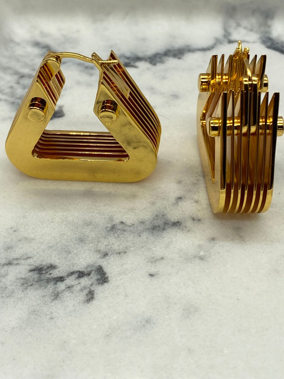 BOTTEGA VENETA Gold Tone Bolt Earrings - Pre owned