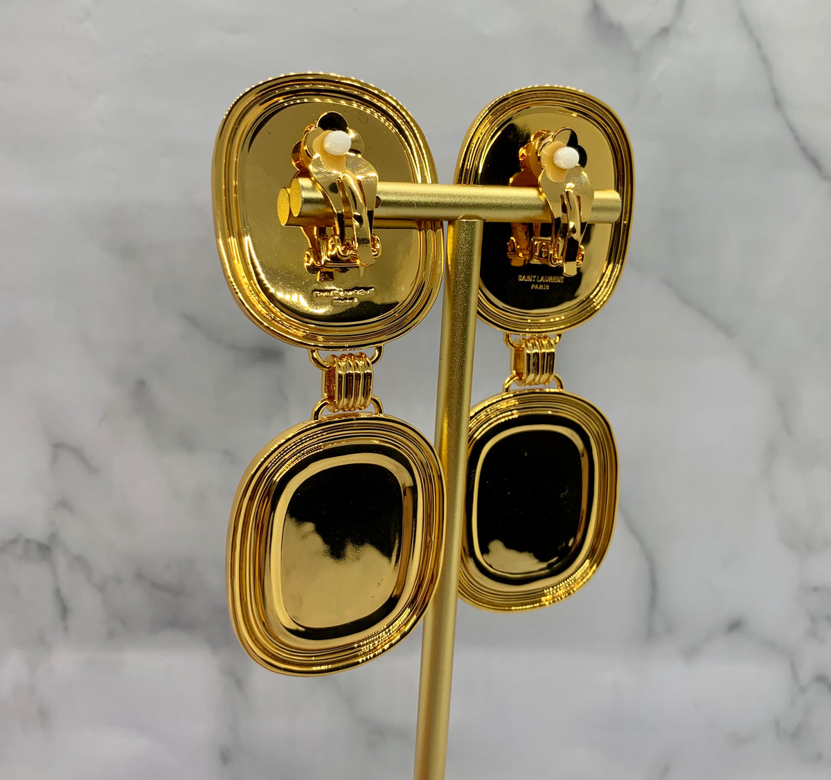 YSL YVES SAINT LAURENT Black Velvet ClipOn Earrings - Preowned
