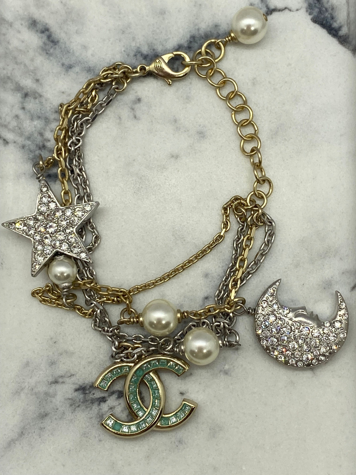 CHANEL CC Stars Moon Charm Bracelet - Pre owned