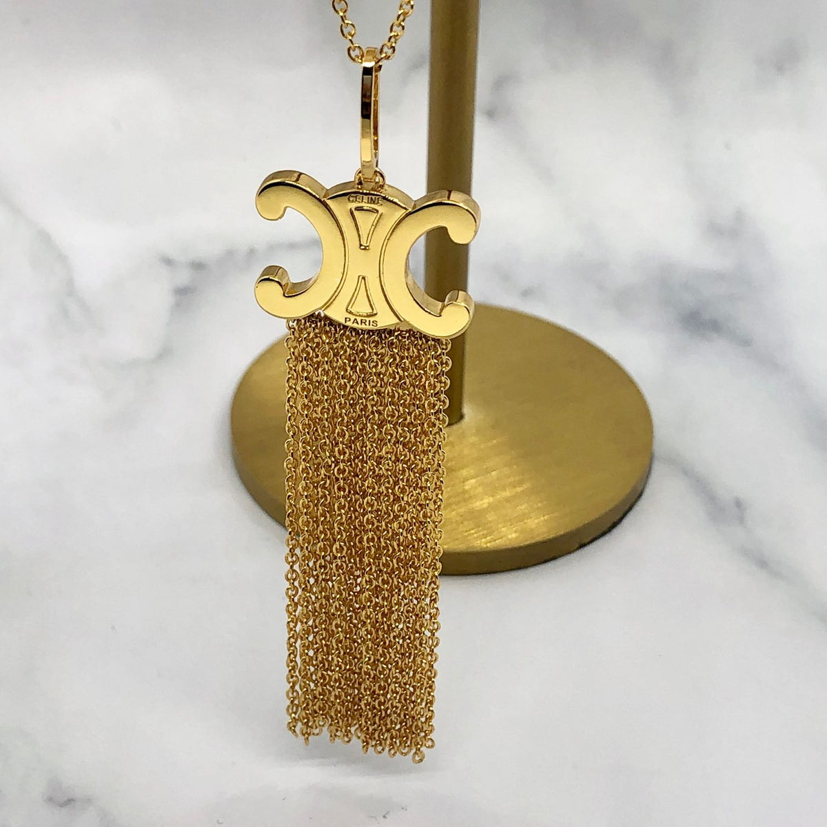 CELINE Monogram Tassel Pendant Necklace - Pre owned
